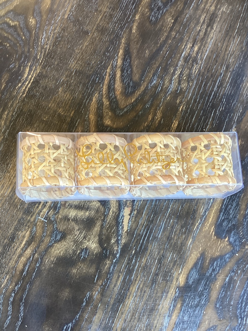 Lilly Pulitzer Rattan Napkin Rings Set of 4